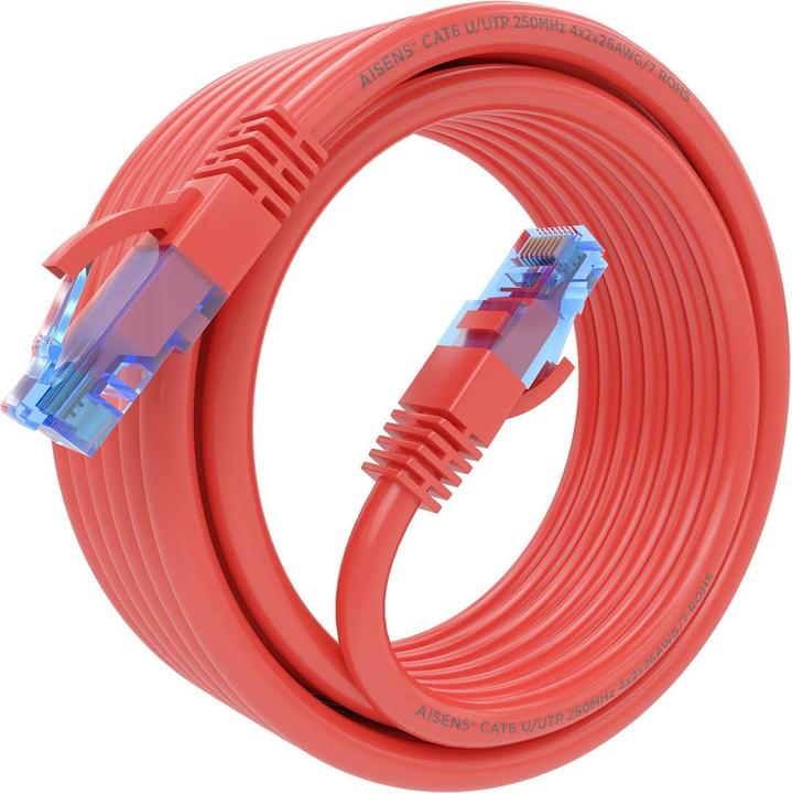 Actual product image Aisens CABLE RED LATIGUILLO RJ45 CAT.6 UTP AWG26 CCA ROJO 4.0M (U/UTP, CAT6, 4 m)