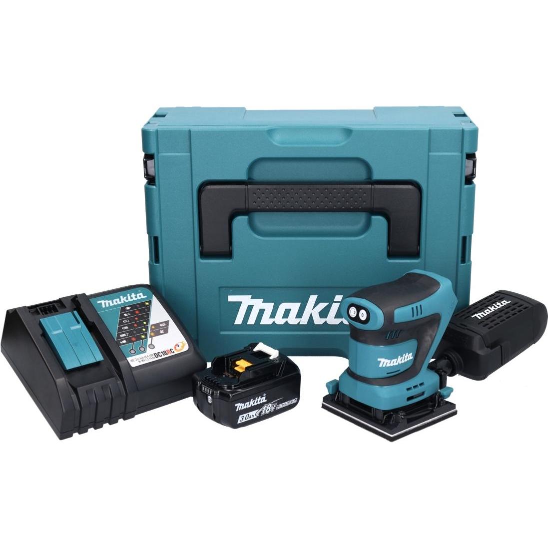 Thumbnail - Makita, Schleifmaschine + Poliermaschine, DBO 480 RF1J Akku Schwingschleifer 18 V 112 x 102 mm + 1x Akku 3,0 Ah + Ladege...