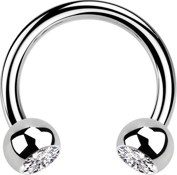 Produktbild Star Piercing Micro Circular Barbell silber mit zwei Kugeln Kristall silber (ohne Messing, Chirurgenstahl 316L)