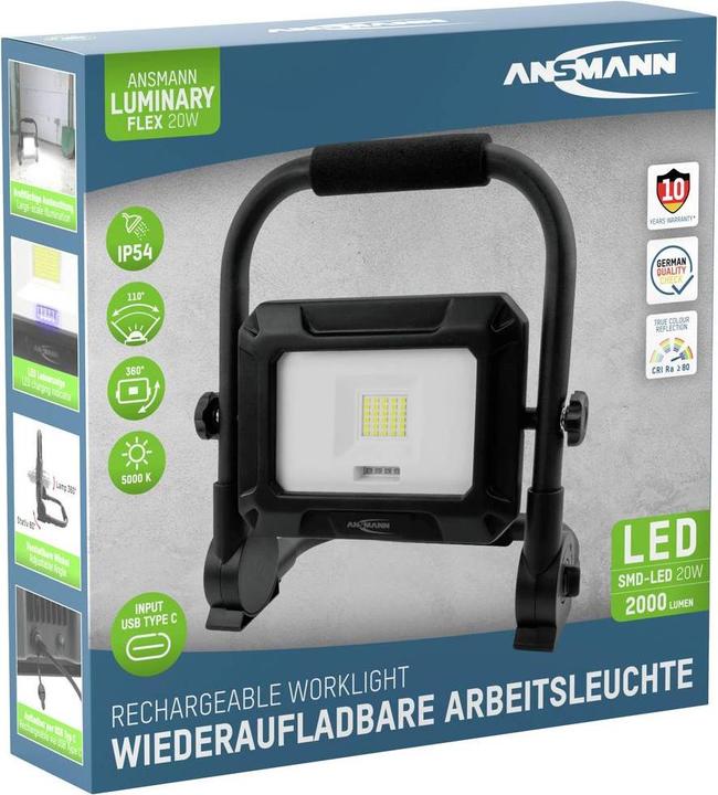 Actual product image Ansmann Work spotlight FL20W-R rechargeable 20 W (2000 lm)
