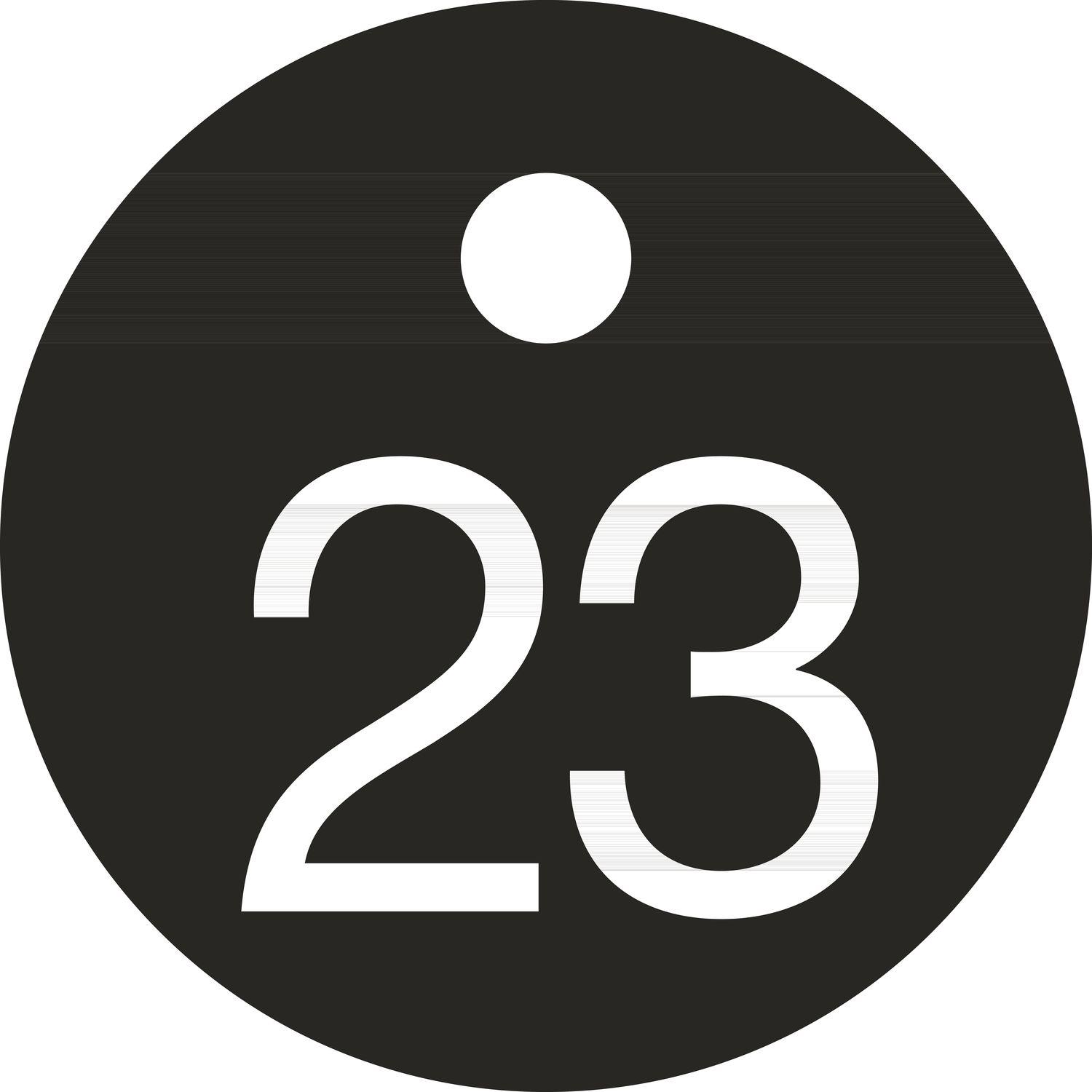 Reiher, Schlüsselanhänger, Schlüsselnummer - ø 25, Nummer 23, Aluminium schwarz eloxiert, Schwarz