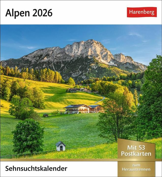 Produktbild Alpen Sehnsuchtskalender 2026 - Wochenkalender mit 53 Postkarten