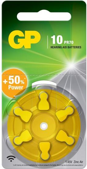 Actual product image GP Batteries GP button cell ZA10, 1.4V, 6 pcs. (6 pcs., PR70, 90 mAh)