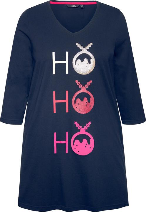 Immagine prodotto Ulla Popken Maglia dal taglio lungo e svasato con "Ho-Ho-Ho", scollo a V e maniche a 3/4 (50, 52)