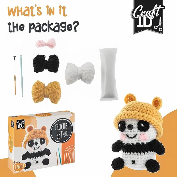 Legind Craft ID - Crochet kit panda, 9x8x13cm - (K-CR1703/GE)