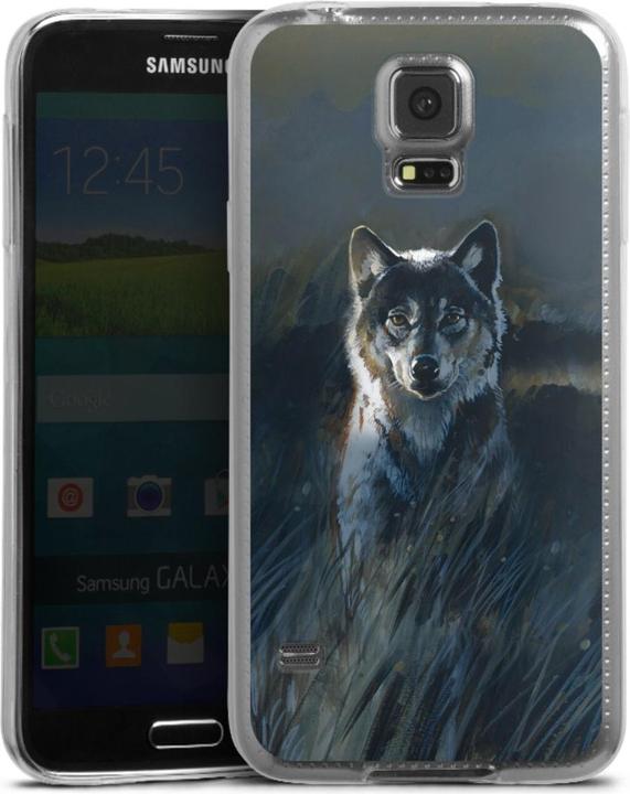 Produktbild DeinDesign Slim Case für Samsung Galaxy S5 Silikon Hülle Ultra Dünn Handyhülle Malerei Natur Wolf (Samsung Galaxy S5)