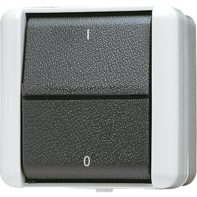 JUNG Wippschalter WG 800 gr glz AP IP44 3p 803W, Taster + Schalter, Grau