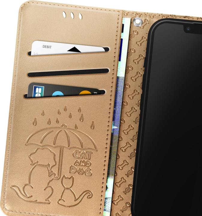 Image du produit Avizar Klapphülle für iPhone 16e Design Katze und Hund Portemonnaie (Apple iPhone 16e)