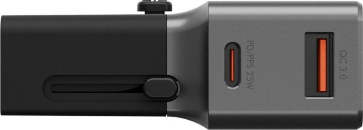 Actual product image Energea Adapter TravelWorld 1A1C 25W black gunmetal (25 W, 2 ports)