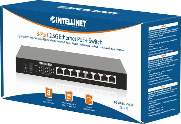 Productafbeelding Intellinet 8-poorts 2.5G Ethernet PoE+ schakelaar (8 ports)