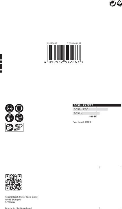 Image du produit Bosch Professional Zubehör Papier abrasif Expert C470 avec 11 trous pour ponceuses Multi, 102 x 62 mm, 93 mm, G 120, 10 pces. (120)