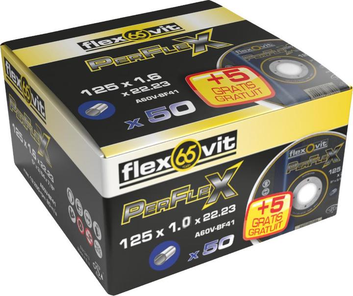 Saint-Gobain Flexovit 66252850061 Perflex Trennscheiben 125 x 1 mm 50+5 Stück