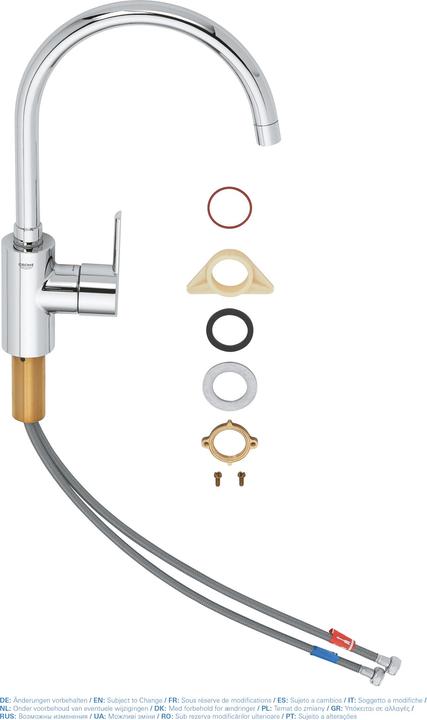 Actual product image Grohe Feel sink kitchen mixer, chrome, high spout