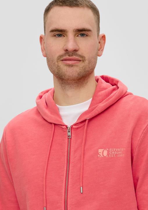 Produktbild s.Oliver Sweatshirt Jacke Sweatshirtjacke mit Garment Dye und Kapuze (3XL)