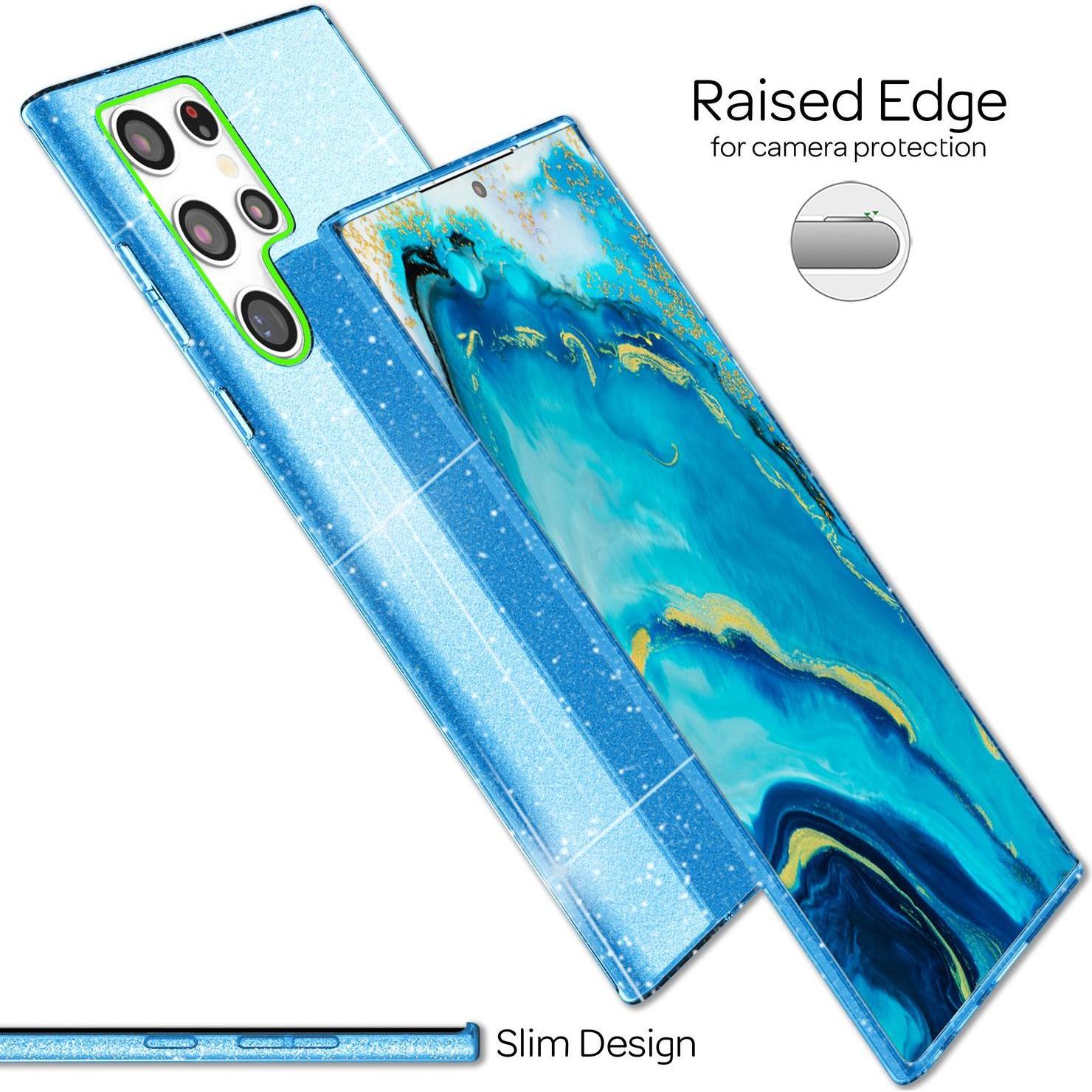 Thumbnail - Nalia Glitzer Handyhülle (Samsung Galaxy S22 Ultra), Smartphone Hülle, Blau