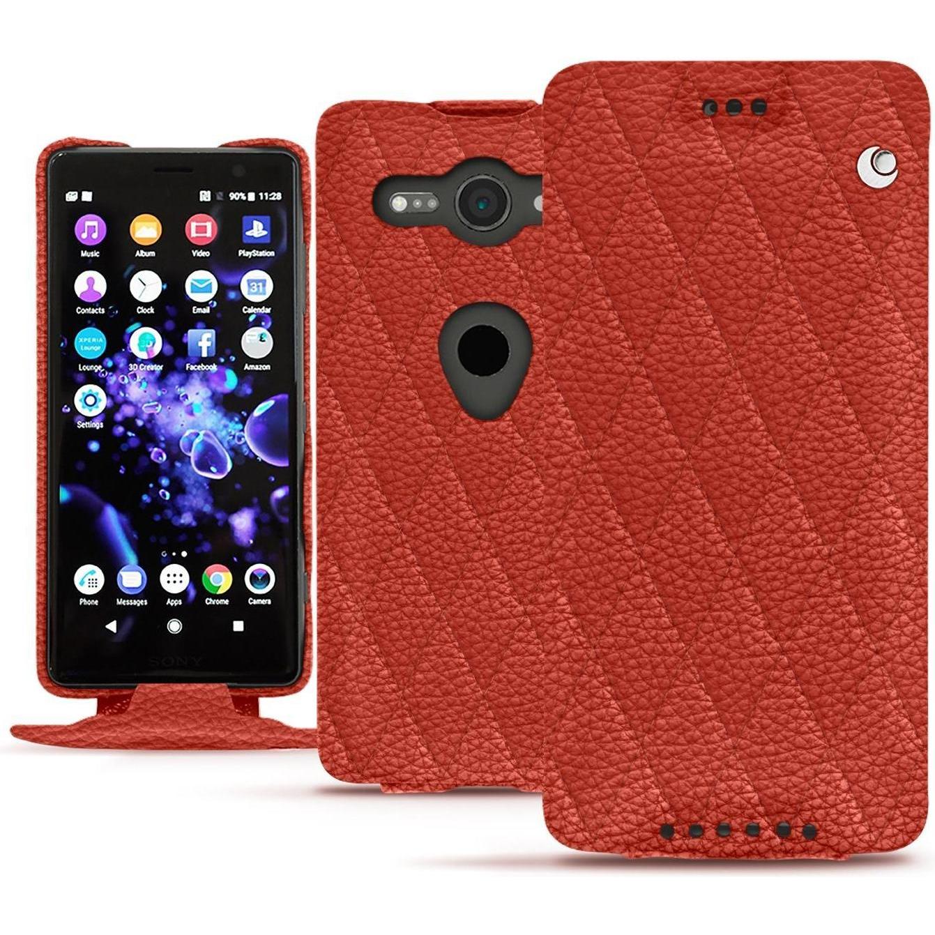 Noreve Lederschutzhülle vertikal (Sony Xperia XZ2 Compact), Smartphone Hülle, Orange