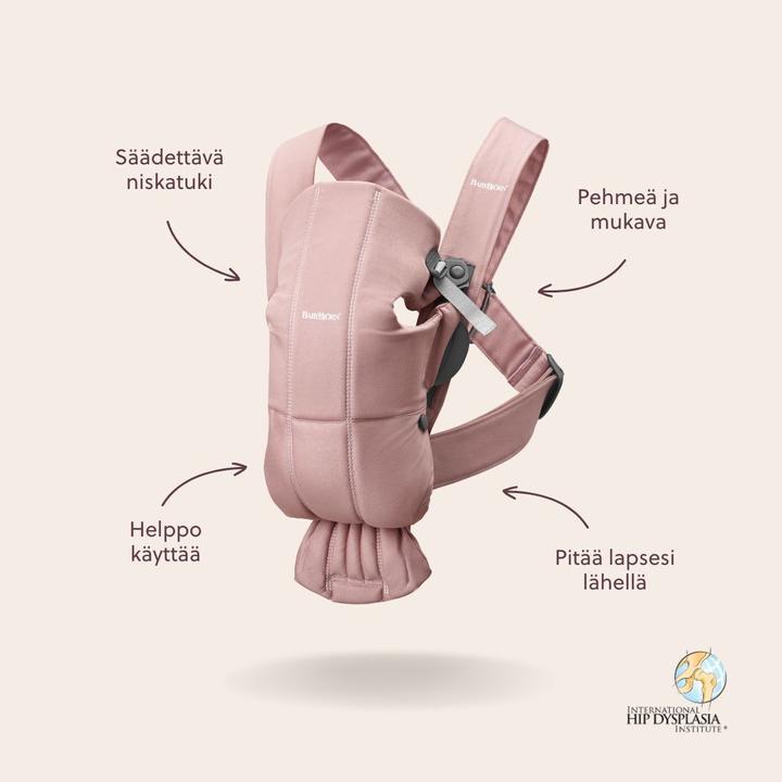 Productafbeelding BabyBjörn Mini geweven drager, stoffig roze