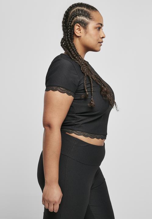 Produktbild Urban Classics Ladies Cropped Lace Hem Tee (XXL)