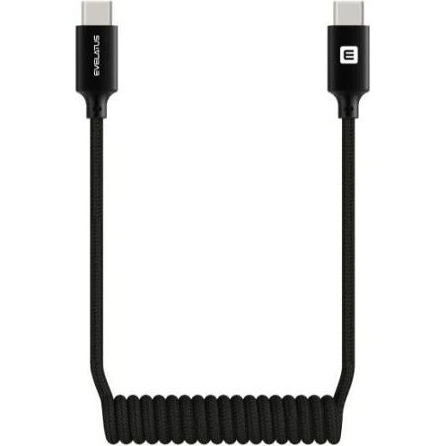 Evelatus Cable AutoSpring Coiled Cable USB C to USB C connector 1.2M Black (1.20 m), Cavo USB