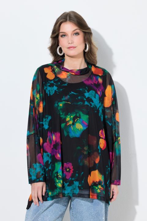 Produktbild Miamoda Mesh-Bluse, oversized, Blüten-Muster (60)