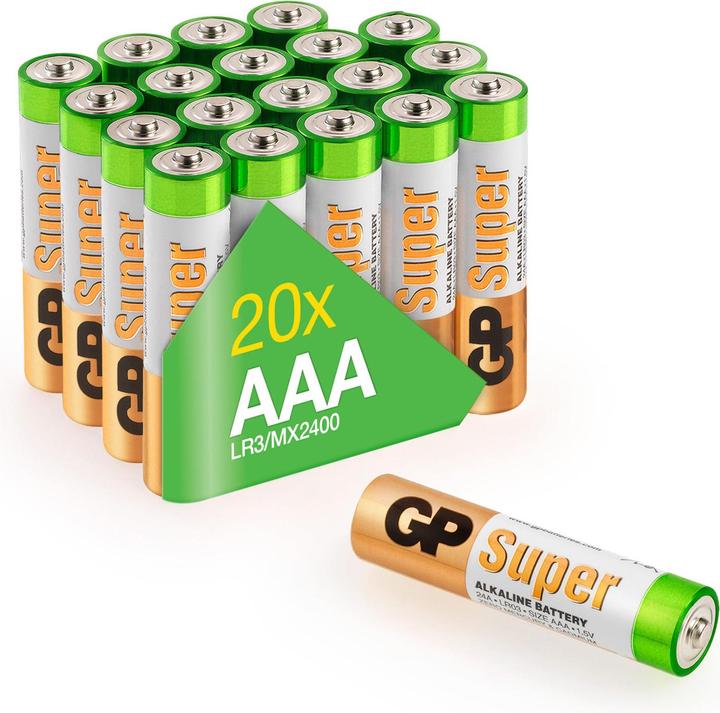 Produktbild GP Batteries AAA Micro Batterie GP Alkaline Super 1,5V 20 Stück (20 Stk., AAA)