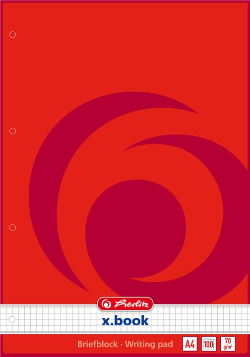 Image du produit Herlitz Bloc-notes quadrillé 4 trous collé (A4, Quadrillé)