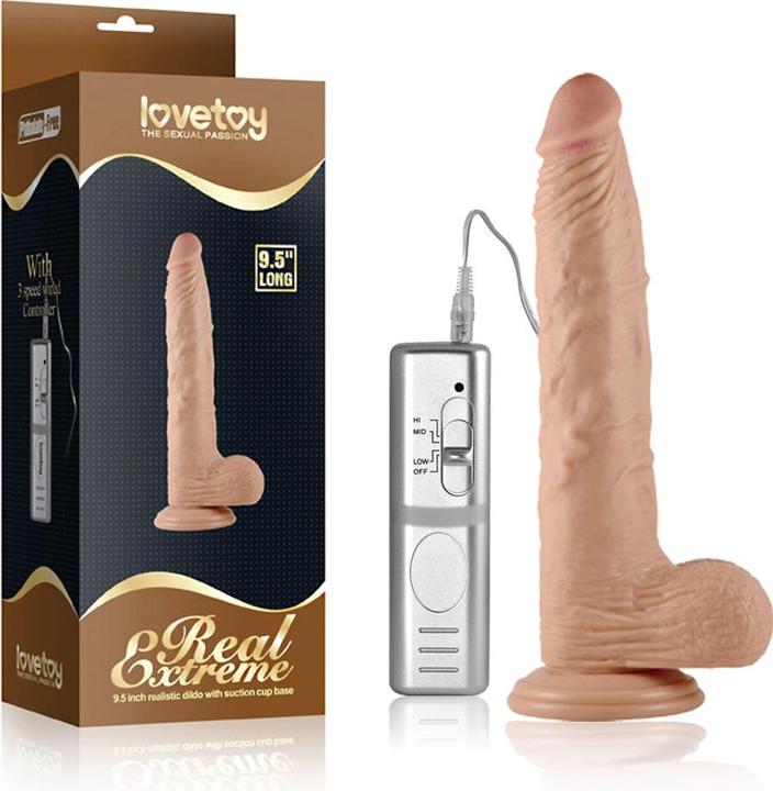 Productafbeelding Lovetoy Dildo Real Extreme met Vibratie 9,5 Vlees.