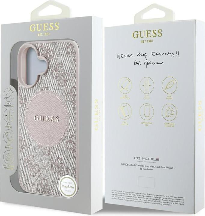 Productafbeelding Guess Case 4G Circle Classic Logo MagSafe for iPhone 16 pink (Apple iPhone 16)