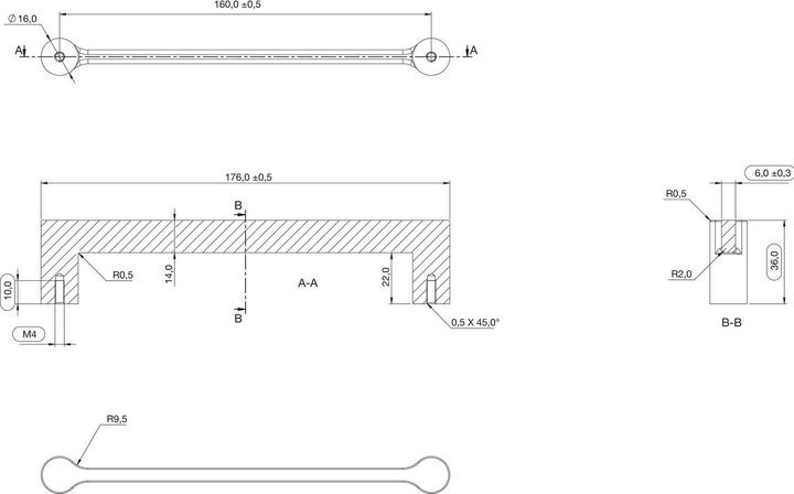Actual product image Furnipart Furniture handle ScHöheubladengriff Scope LA 160, width 176mm, ZN black matt