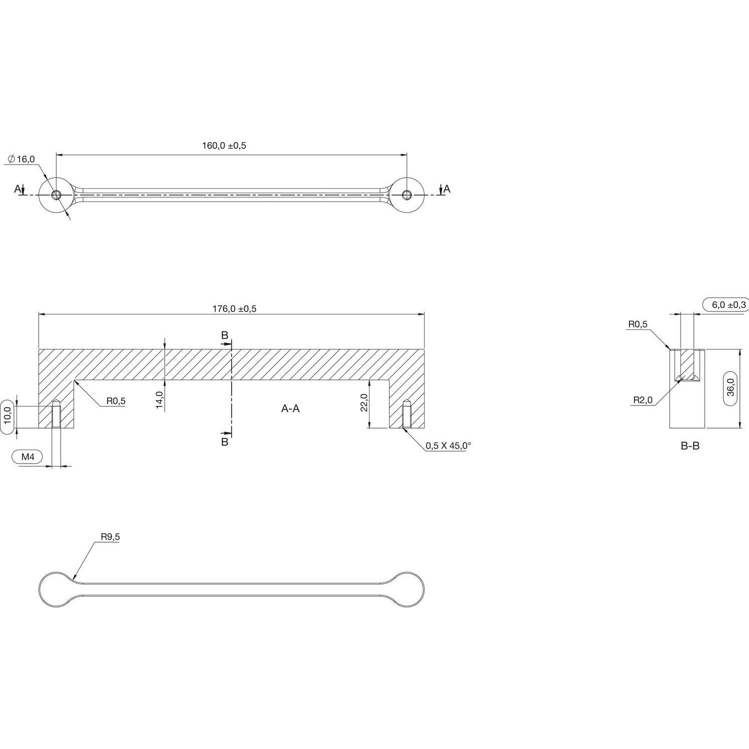 Thumbnail - Furnipart, Möbelgriff, Möbelgriff ScHöheubladengriff Scope LA 160, Breite 176mm, ZN Edelstahl-Effekt