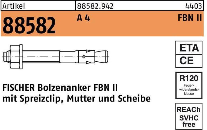Produktbild Fischer Bolzenanker R 88582 FBN II 10/ 50 A 4 Ohne Oberflächenangabe (20 Stk.)