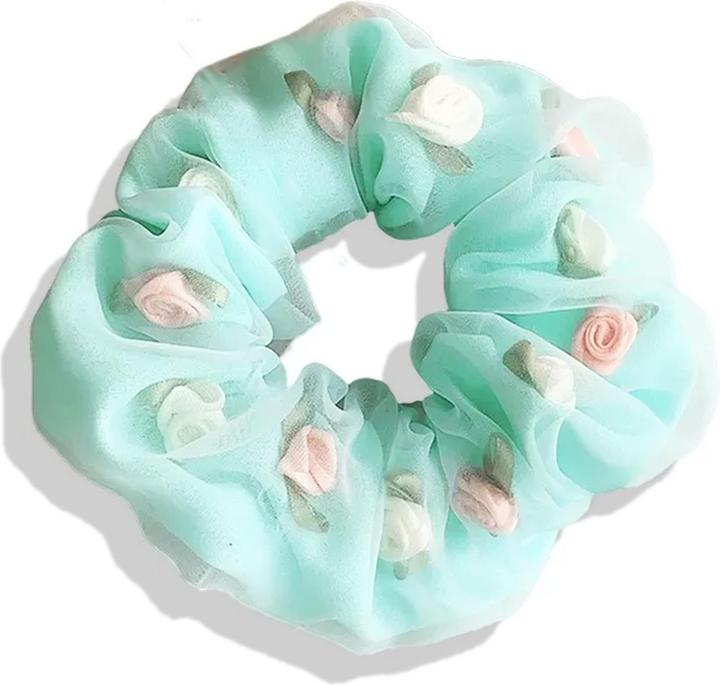 Immagine prodotto Avizar Scrunchie Doppelstoff mit 3D Rosen Rosée (Elastico per capelli)