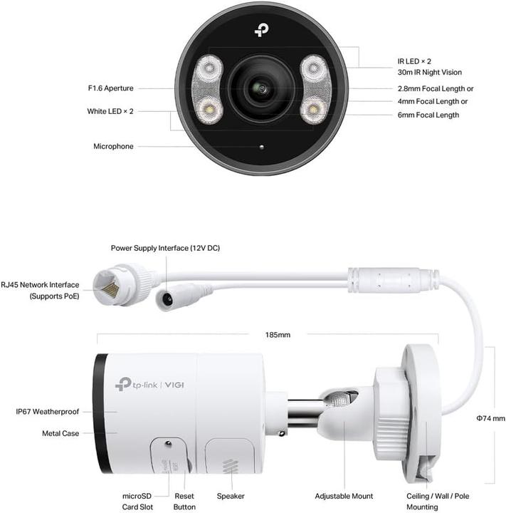Actual product image TP-Link INSIGHT S355, IP security camera, Outdoor, Wired, 64 m, 120 dB, Wall (2880 x 1620 Pixels)