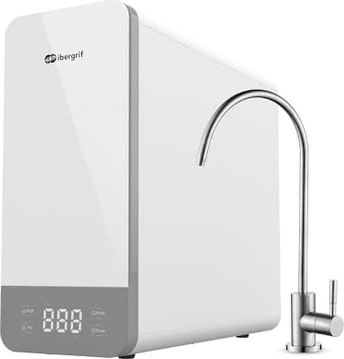 Ibergrif Sistema osmosi inversa senza serbatoio, 5 stadi filtrazione, riduce TDS e PFAS, installazione rapida