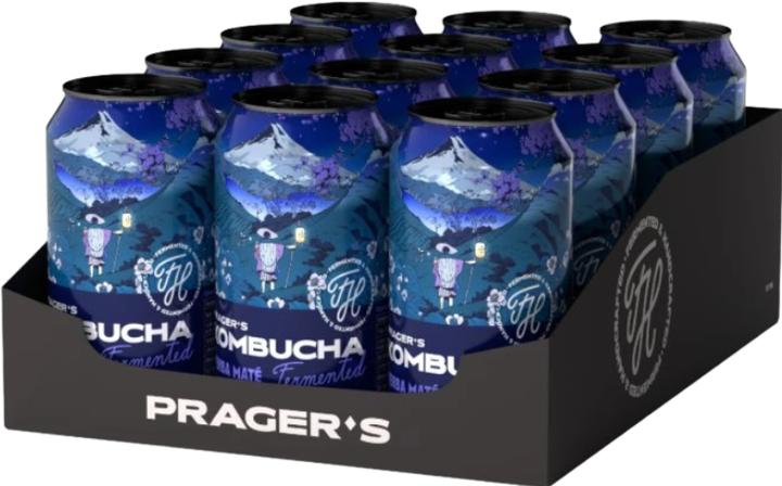 Produktbild Prager's Kombucha Yerba Mate (12 x 33 cl)