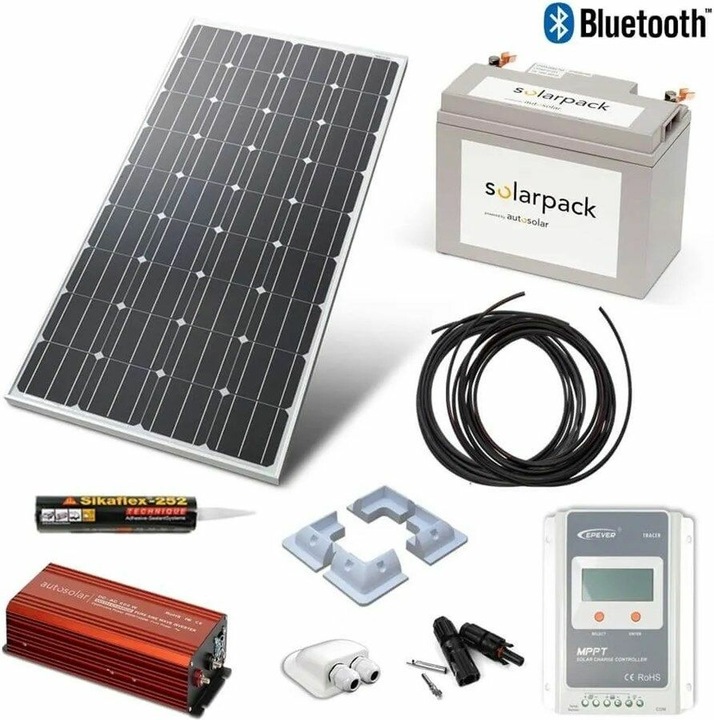 Immagine prodotto Autosolar Pacchetto completo 100W con batteria al litio da 55Ah e inverter da 300W (100 W)