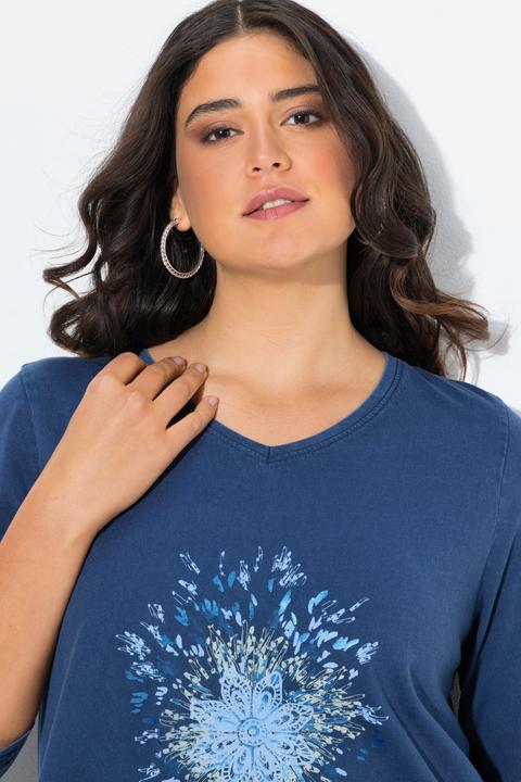 Produktbild Ulla Popken Shirt, Pusteblume, A-Linie, V-Ausschnitt, 3/4-Arm (58)
