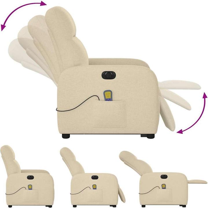 Produktbild VidaXL Elektrischer Massagesessel mit Aufstehhilfe Creme Stoff