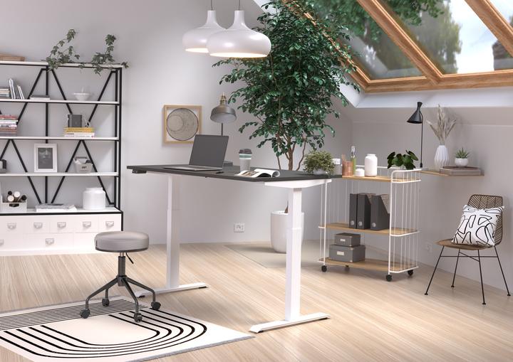 Produktbild Germania JET höhenverstellbarer Schreibtisch grafit rechteckig, T-Fuss-Gestell weiss 120,0 x 80,0 cm (120 x 80 cm)