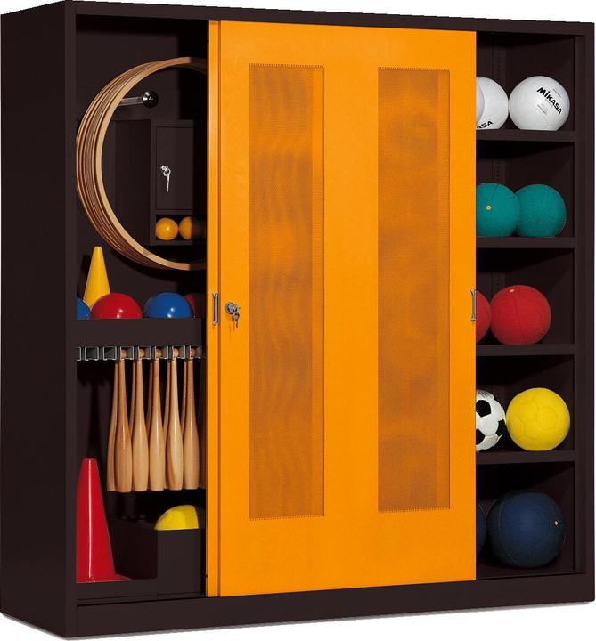 Produktbild C+P Sportgeräteschrank (HxBxT: 195x190x60 cm, mit Lochblech-Schiebetüren, Typ 5)
