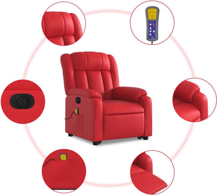 Produktbild VidaXL Massagesessel mit Aufstehhilfe Elektrisch Rot Kunstleder