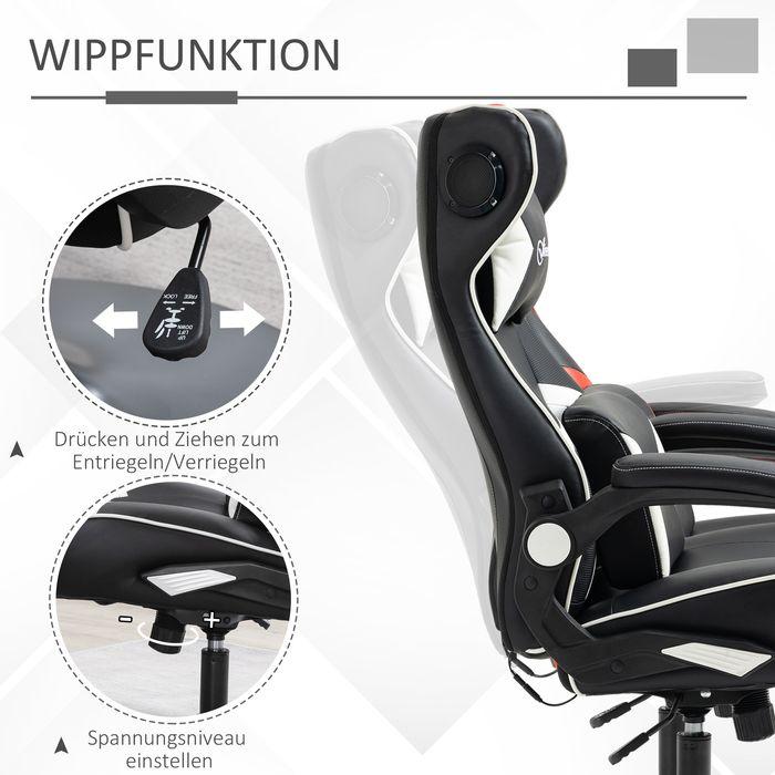 Immagine prodotto Swisshandel24 Sedia da gioco con funzione dondolo Sedia da ufficio, ergonomica con altoparlante Supporto lombare