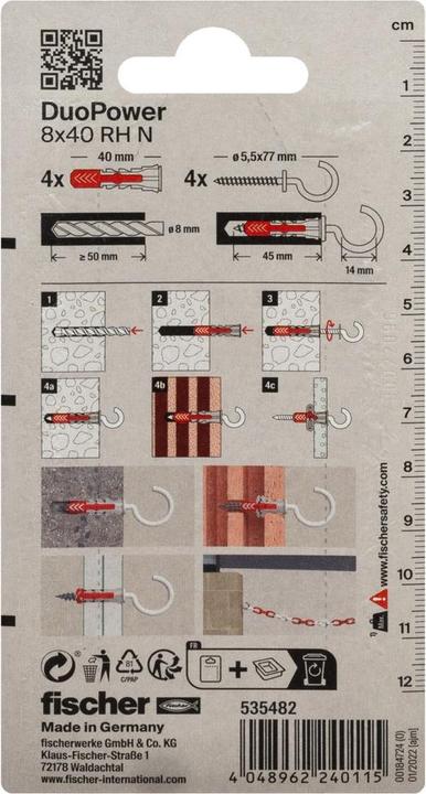 Produktbild Fischer DuoPower 8x40 RH N K (4 Stk.)