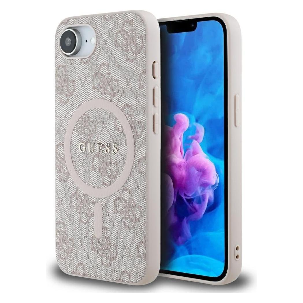 Guess - 4G Ring Classic Logo MagSafe (GUHMPSE4G4GFRP) - IPhone 16e - Pink (Apple IPhone 16e), Smartphone Hülle, Pink, Rosa