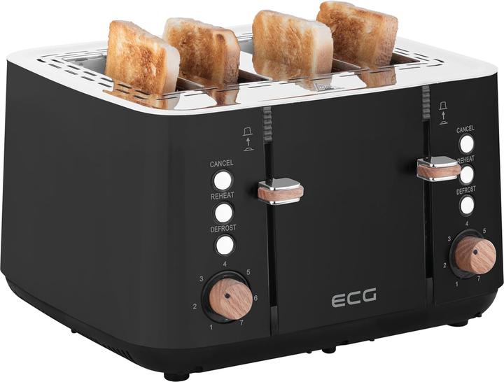Immagine prodotto ECG ST 4768 Timber Tostapane nero, 4 scomparti per la tostatura, 7 livelli di intensità di