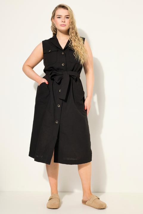 Image du produit Studio Untold Utility-Midikleid, ärmellos, Leinenmix, Bindegürtel, Revers, Knopfleiste (50, 52)