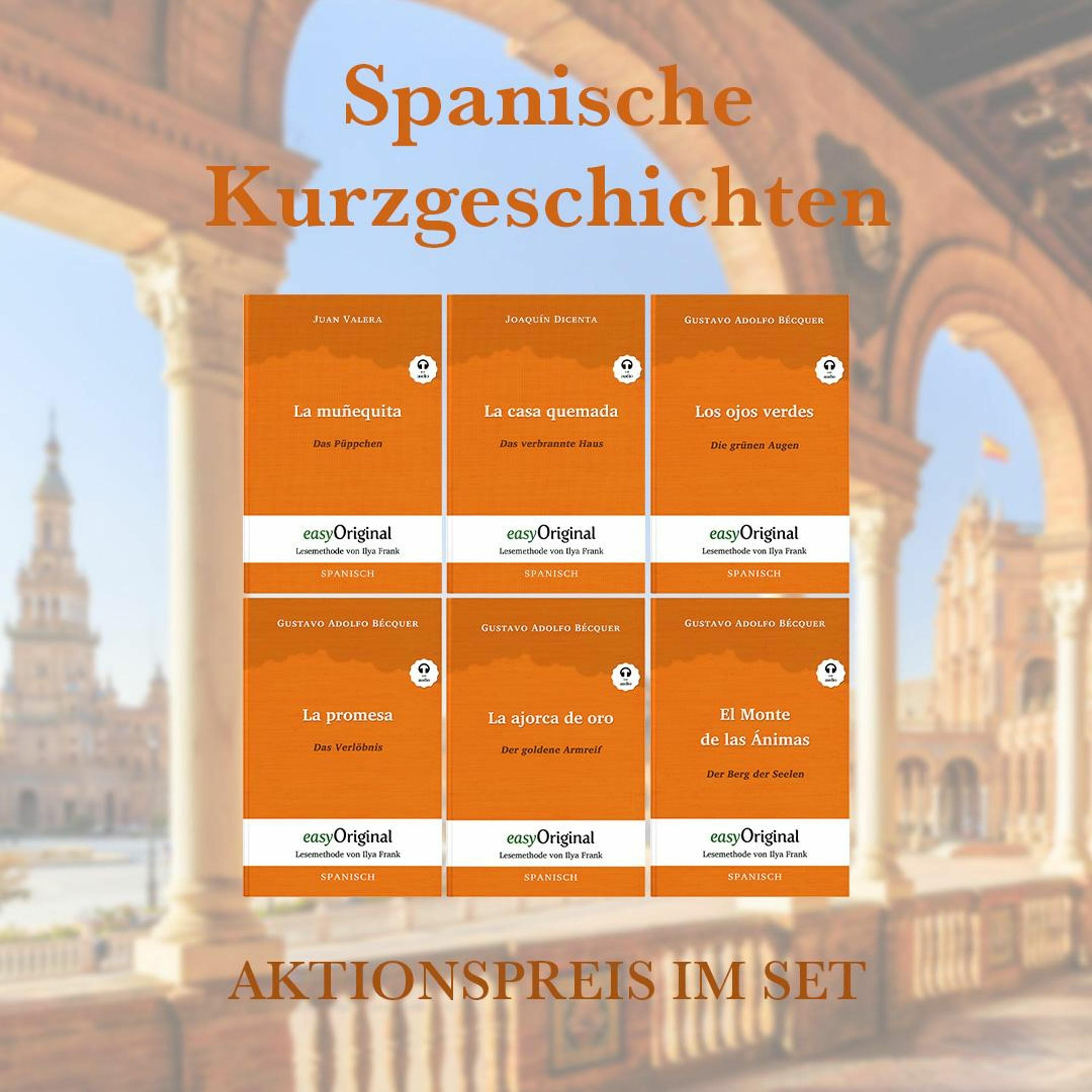 Spanische Kurzgeschichten (Bücher + 6 Audio-CDs), Belletristik von Joaquín Dicenta, Juan Valera, Gustavo Adolfo Bécquer