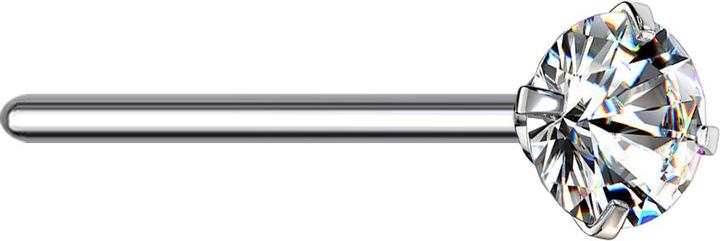 Actual product image Star Piercing Nose stud bend silver round crystal silver set (Titanium, without brass)