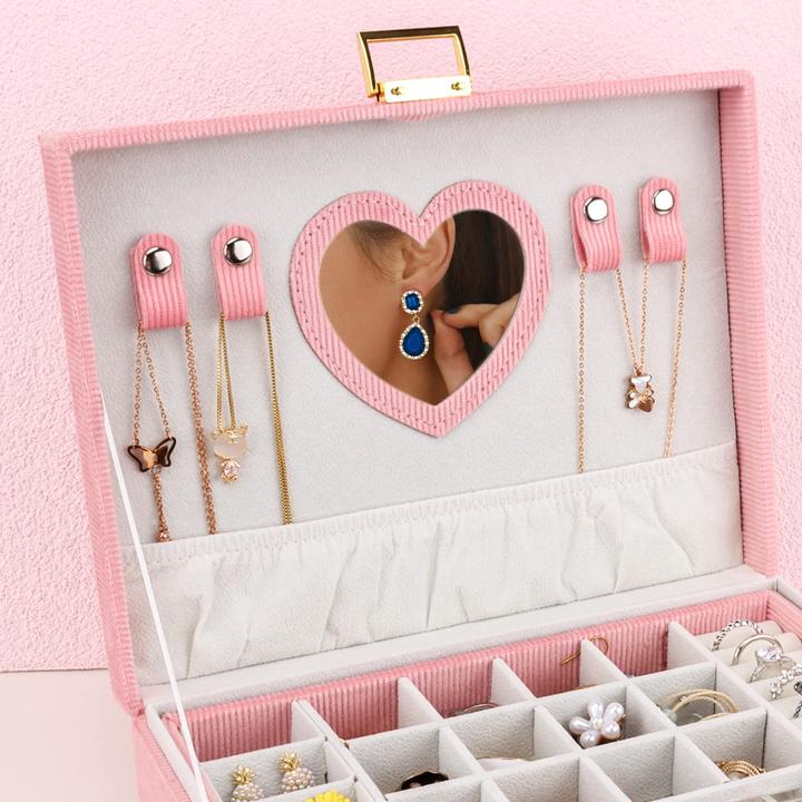 Produktbild Only-Bags.Store Schmuckkästchen, grosses Schmuckkästchen mit Spiegel für Samt-Schmuckkästchen