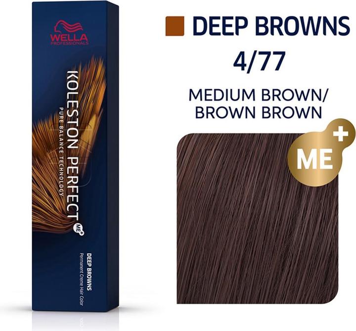 Actual product image Wella Koleston Perfect Me+ Deep Browns (4/77 Medium Brown Intensive Brown)